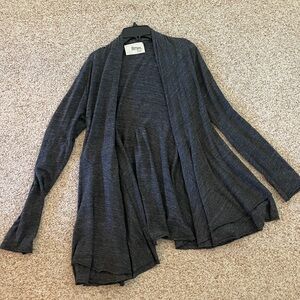Fluxus medium grey cardigan with flared ruffled wrists and waist